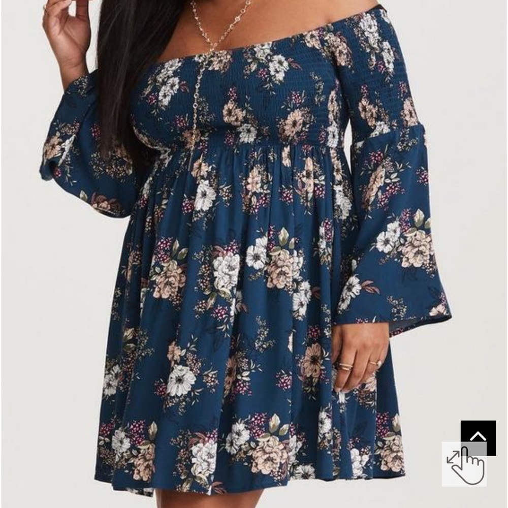 Torrid Mini Challis Off-Shoulder Skater Dress